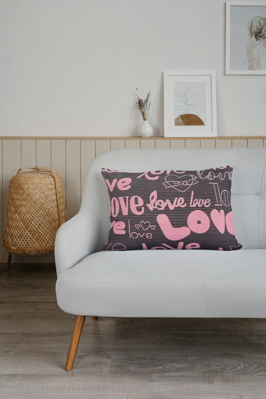 Love Desenli Pamuklu Fermuarlı 50x70 Yastık Kılıfı 2 Adet